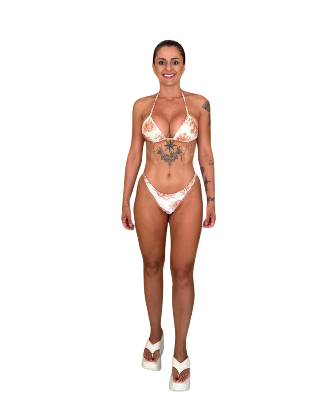 Bikini Corallo Sardegna - Perizoma Bianco