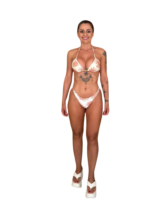 Bikini Corallo Sardegna - Perizoma Bianco