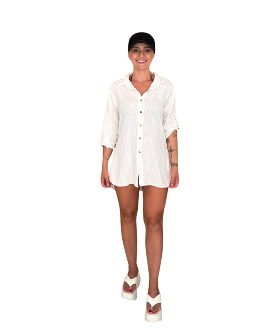 Camicia in Lino Bianco