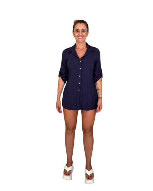 Camicia in Lino Navy Blu