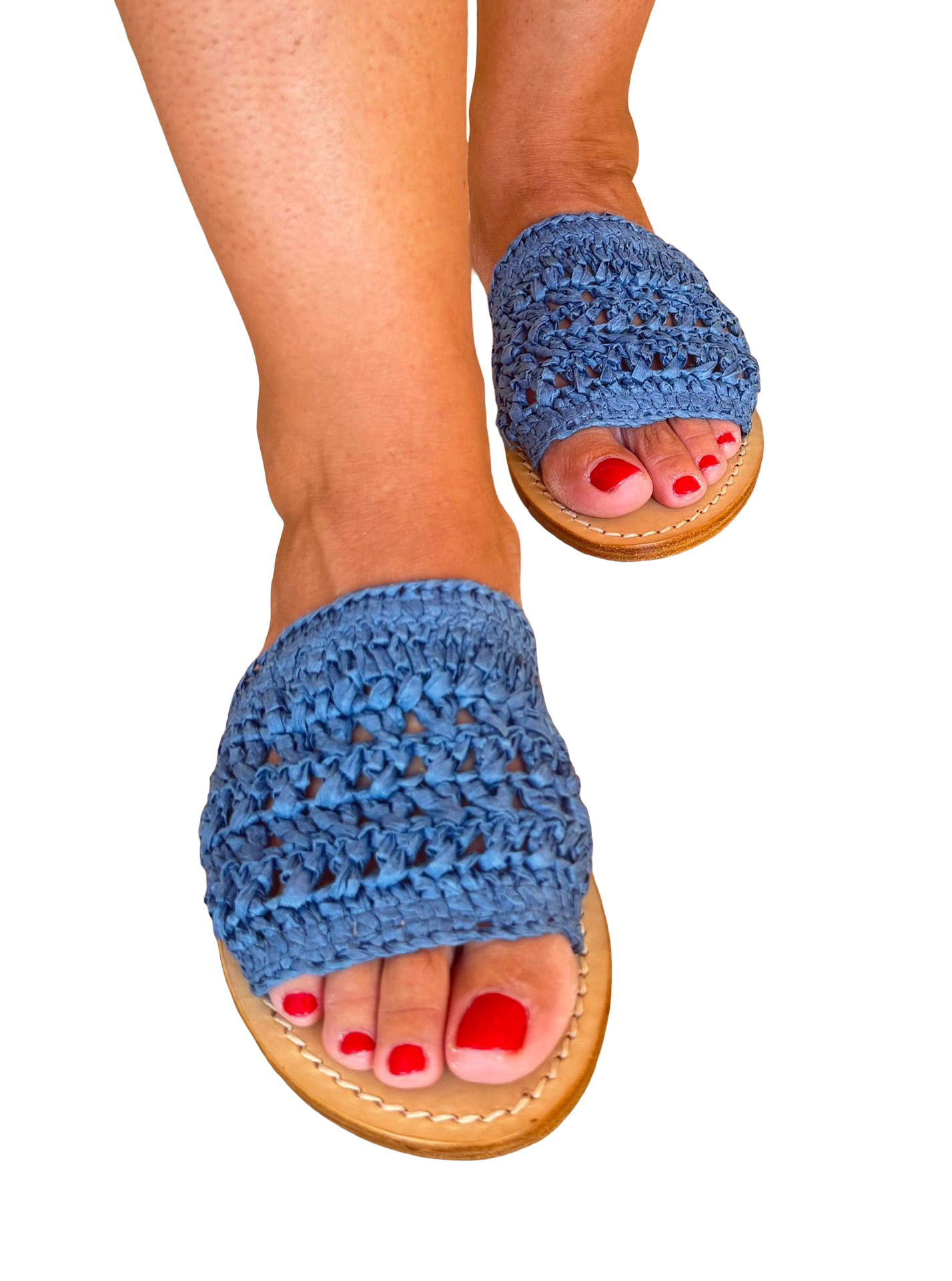 Ciabatta Raffia Jeans Tritone