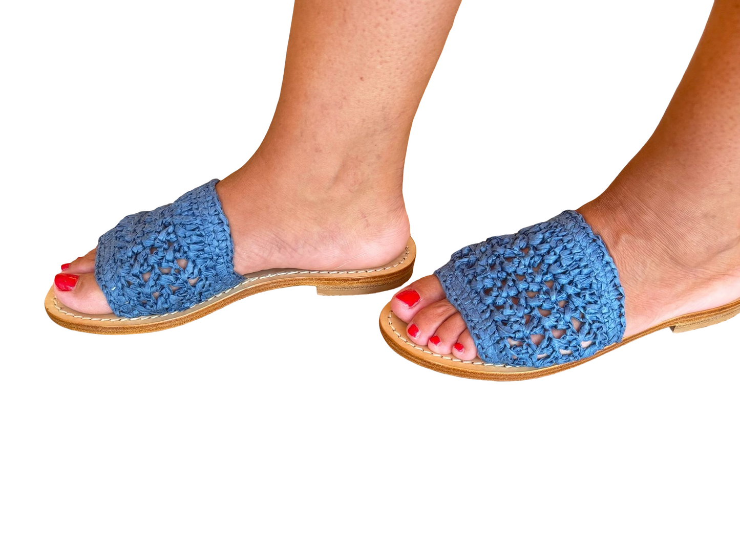 Ciabatta Raffia Jeans Tritone