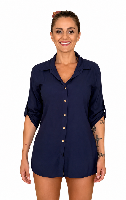 Camicia in Lino Navy Blu