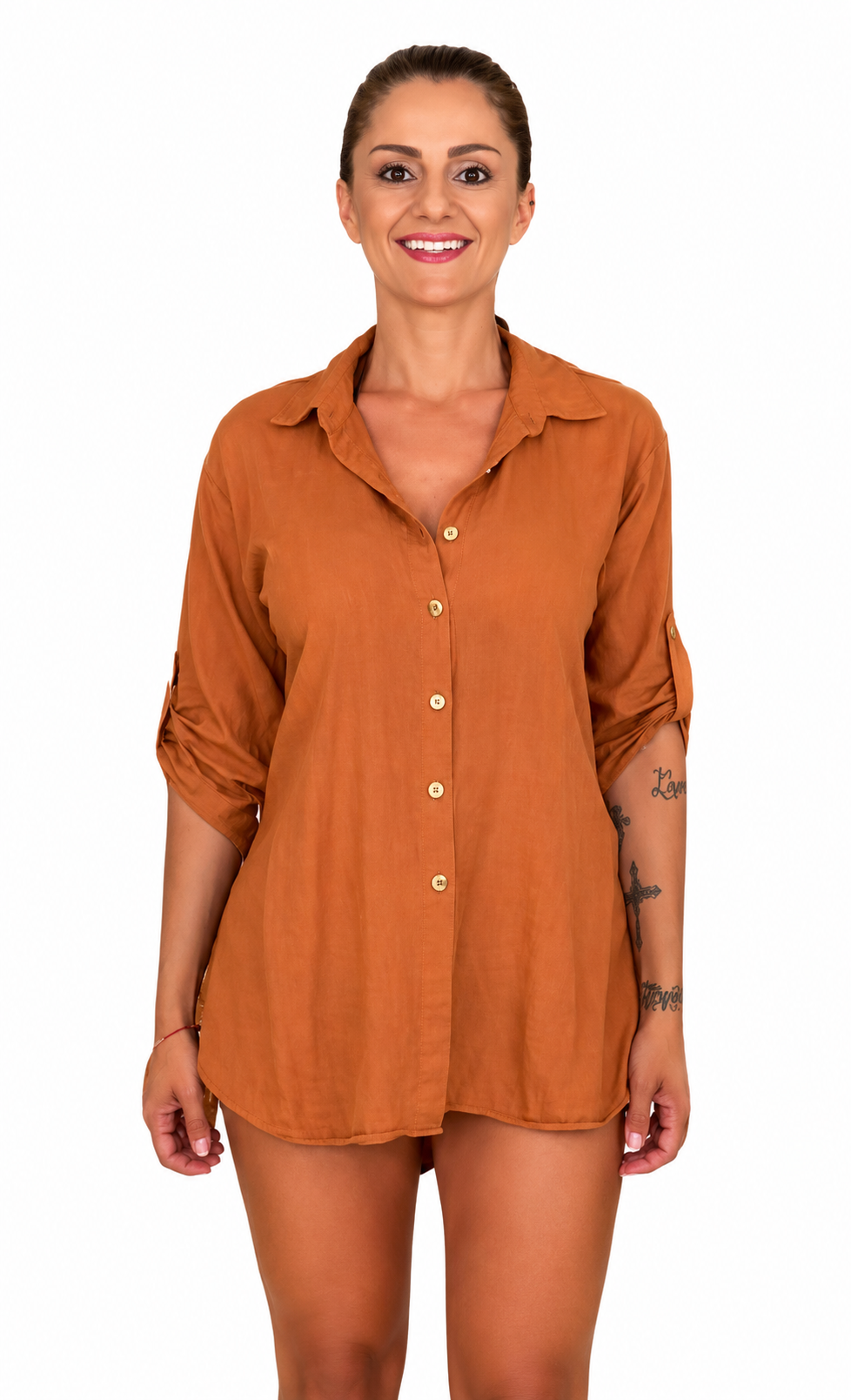 Camicia in Lino Marrone