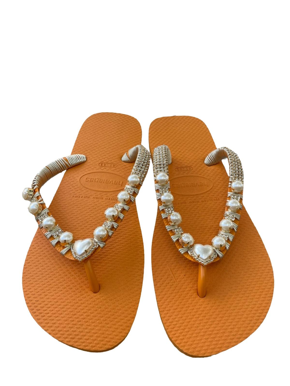 Infradito Havaianas arancione con pietre de perole