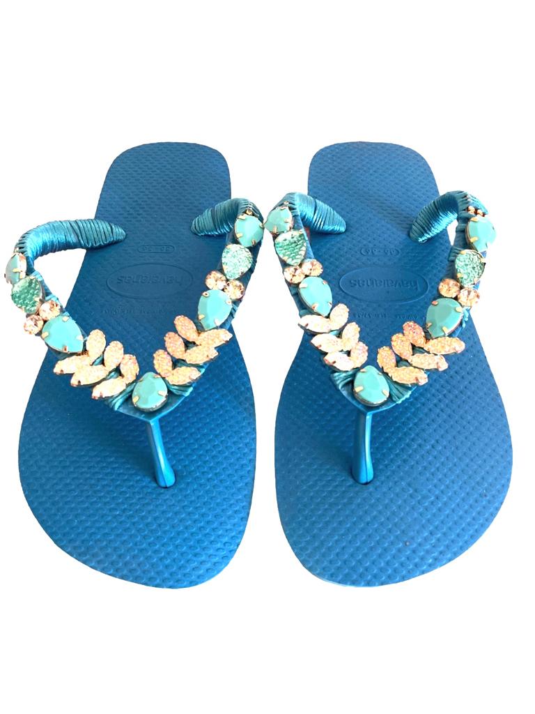 Infradito Havaianas turchese con pietre celeste